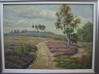 Heinrich Harder, oil on canvas "Moorland Scene" 28" x 38"