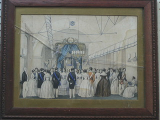 A Victorian coloured print "A Masonic Ladies Night" 9" x 12"