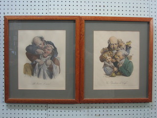 5 19th Century Continental Satirical prints 11" x 9"