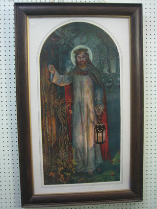 Holman Hunt, a coloured print "The Light of the World" 29" x 13"