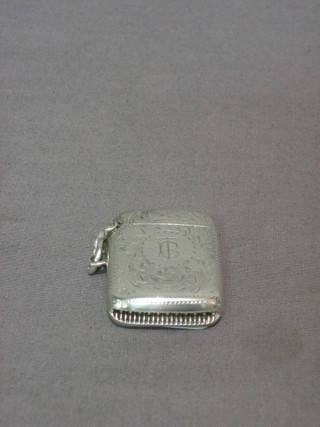 An engraved silver vesta case Birmingham 1924