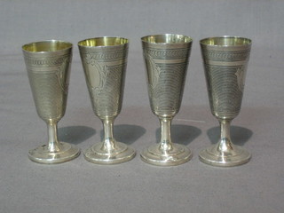 4 Continental silver goblets 3"