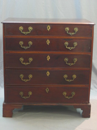 A 19th Century mahogany chest of 5 long drawers, raised on bracket feet 32"