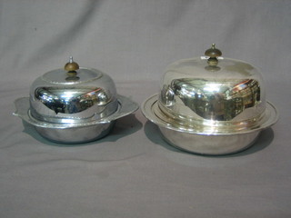 2 circular silver plated muffin dishes