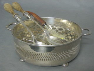 2 pierced silver plated bowls and a small quantity of flatware