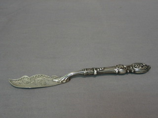 A Victorian engraved silver butter knife, Birmingham 1861