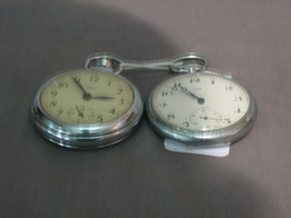 A Smiths open faced pocket watch contained in a chromium plated case together with a Smith open faced pocket watch