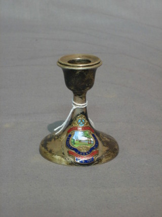 A silver plated and enamelled stub candlestick for Sedgley Lodge no. 4361 Ladies Festival 1931, 3"