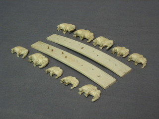 2 bridges of 10 ivory elephants 6" (f)