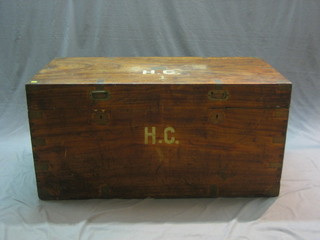 A 19th Century camphor and brass bound trunk with hinged lid 44"