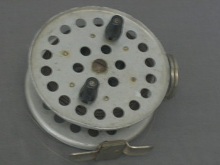 A pierced aluminium centre pin fishing reel 4"