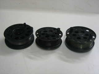 2 Lewtham Leeds centre pin fishing reels 5" and 1 other 5" (3)