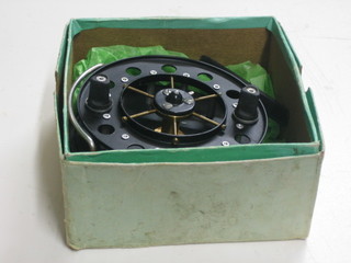 A Mordex Merlin centre pin fishing reel 4", boxed