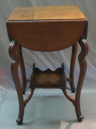 A late Victorian walnut square drop flap occasional table, raised on cabriole supports 38"