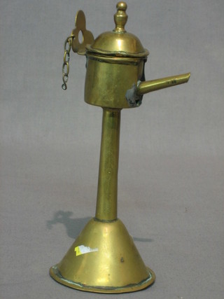 A 19th Century brass whale oil lamp 8"