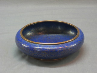 A Japanese blue ground cloisonne enamelled vase 6"