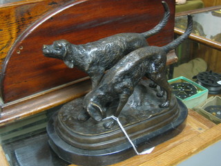 A modern bronze figure of 2 standing dogs 9"