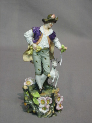 A 19th Century Continental porcelain figure of a standing goat herder 7" (head f and r)