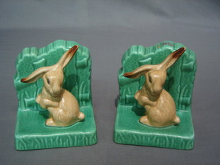 A pair of Sylvac bookends in the form of rabbits 4" (f)