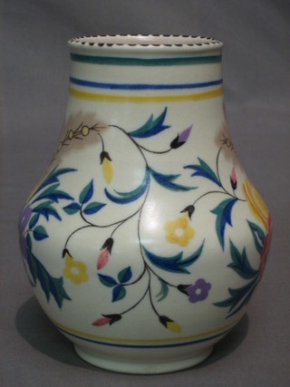 A Poole Pottery vase with floral decoration, base impressed Poole England and marked ZW 7"