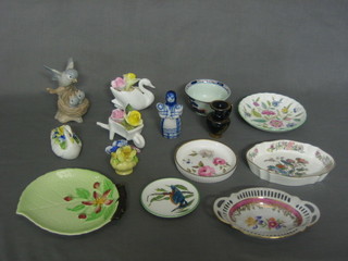 A Japanese Imari porcelain tea bowl 3", a Worcester circular dish, various other dishes, miniature ceramics etc