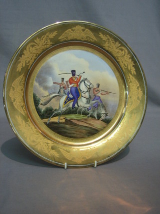 A 20th Century Continental porcelain plate decorated Napoleonic soldiers 12"