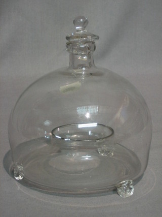 A Victorian clear glass wasp trap 7"
