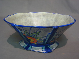 An Art Deco Phoenix ware Syrian pattern circular pottery bowl 11"
