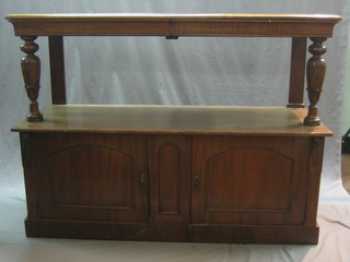 A Victorian mahogany buffet, the upper section fitted 2 secret drawers above a double cupboard 59"