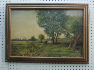 L T Bagmall, oil on board "On The Banks of The River Kenneth" 11" x 18"