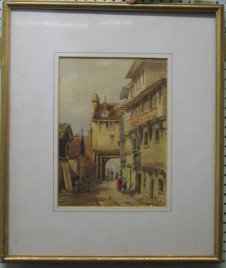 A 19th Century Continental watercolour "Street Scene with Figures" 11" x 8"