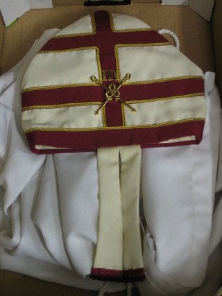 A quantity of Knights Templar High Priest regalia comprising mantle and mitre
