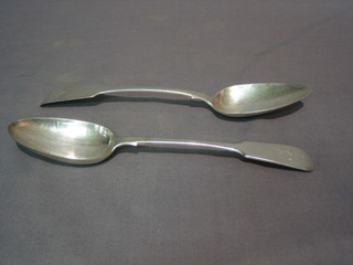 A George III silver fiddle pattern table spoon, London 1811 and a Continental fiddle pattern table spoon