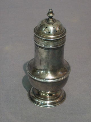 A George III silver pepper, London 1796, 2 ozs with later glass liner