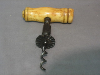 A 19th Century steel and ivory corkscrew