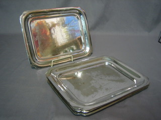 6 rectangular Elkingtons silver plated trays 12"