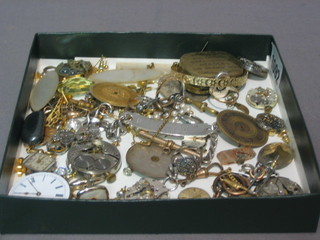 A collection of various watch parts and sundry items of costume jewellery