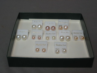 10 pairs of fresh water pearl earrings