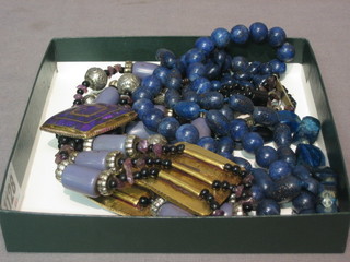 3 Lapis Lazuli bead necklaces and 1 other bead necklace