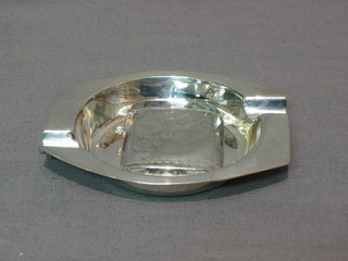 An Art Deco silver ashtray together with an engraved silver vesta case