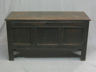 An 18th/19th Century oak coffer of panelled construction 42"