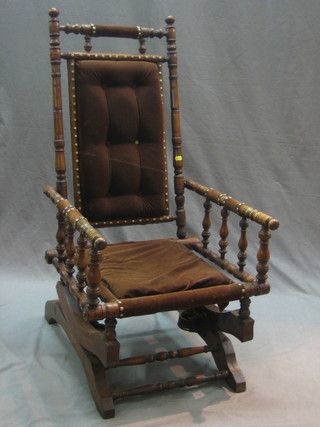 A 19th Century American turned mahogany rocking chair