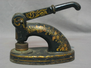 A Victorian oval iron letter press for Hugh Marston Notary Public