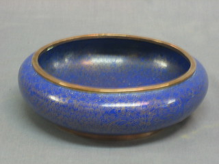 A Japanese blue ground cloisonne enamelled vase 6"