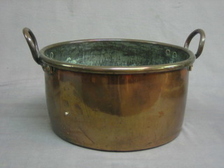 A copper twin handled preserving pan 13"