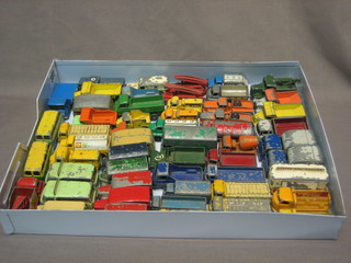 Approx. 123 Matchbox Lesney model cars and 3 other makes contained in metal trays