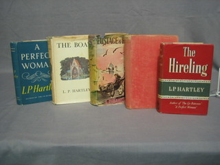 5 first editions L P Hartley "The Sixth Heaven" 1946, "Eustace and Hilda" 1947, "The Boat" 1949, "A Perfect Woman" 1955 and "A Hireling" 1957