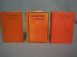Three P G Woodhouse first editions "Joy of The Morning", "Mulliner Knight" and "Heavy Weather" all  published by Herbert Jenkins Ltd