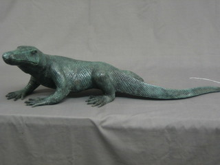A modern bronze figure of a lizard 34"