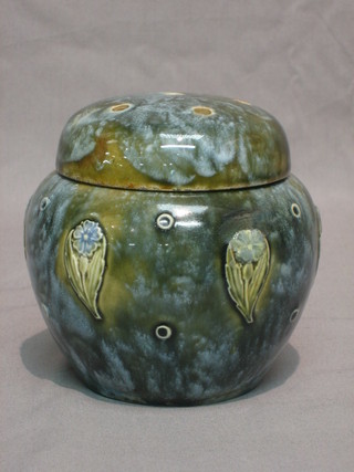 A Royal Doulton Art Nouveau pot pouri in the form of a ginger jar with pierced lid, base marked Doulton incised hb 5"
